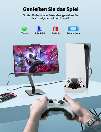 MAGICRAVEN Tragbarer Monitor 15,6 Zoll FHD IPS mit Lautsprecher