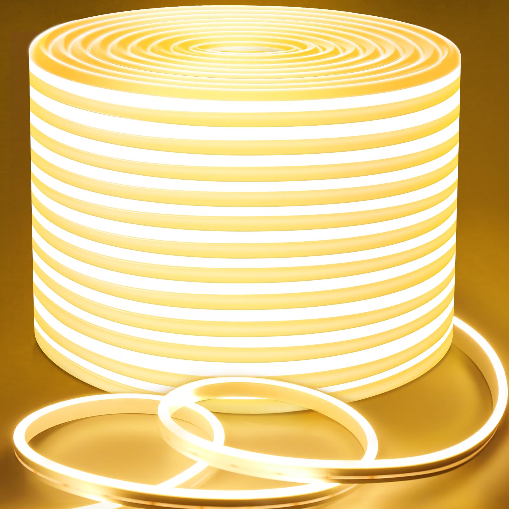 Lamomo LED Streifen 20M Warmweiss Dimmbar Wasserdicht. Flexibler, 20m langer, warmweisser LED-Streifen zur indirekten Raumbeleuchtung.