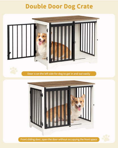 Hzuaneri Moderne Hundebox Möbel 81cm – Holz Weiss Braun