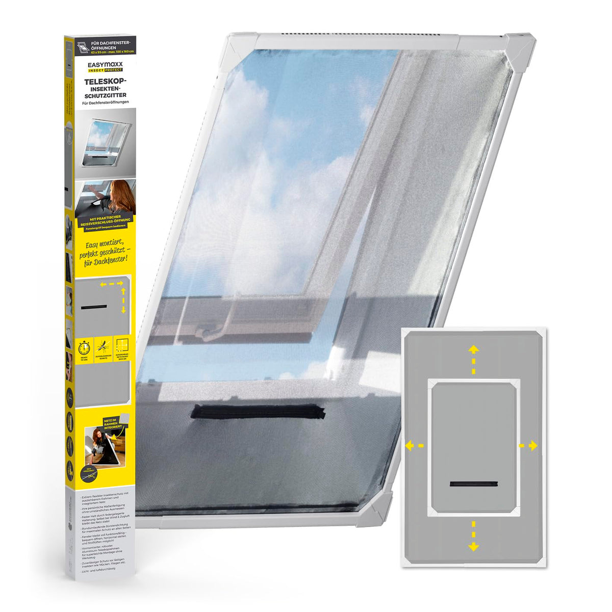 EASYmaxx Insect Protect Teleskop-Fliegengitter für Dachfenster, weiss