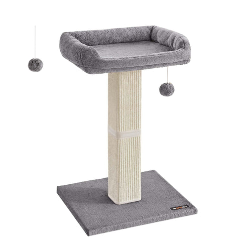 Feandrea Kratzbaum PCA022W01, Katzenkratzbaum mit Sisal, hellgrau, Plüschplattform und Plüschball