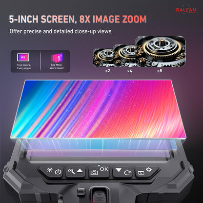 Ralcam Endoskopkamera N506 mit Licht, 210° Kopf, 5-Zoll-HD-Display