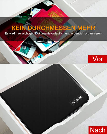 JUNDUN Dokumentenbox feuerfest mit Schloss F26, 7 Fächer, schwarz