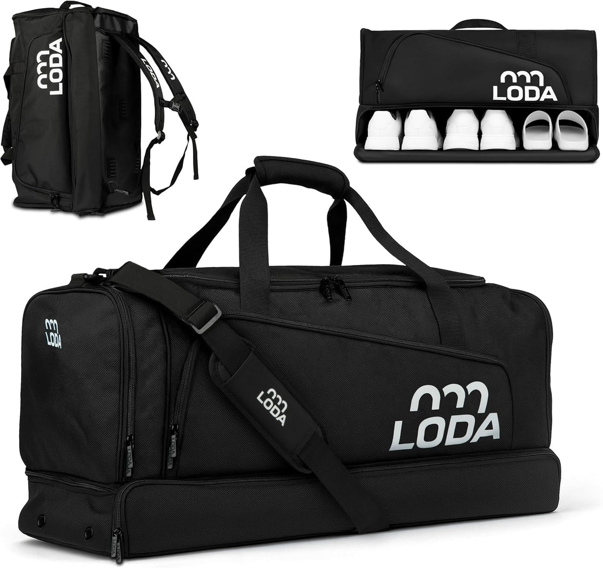 LODA Team Sporttasche 68L mit Schuhfach, Nassfach & Rucksackfunktion