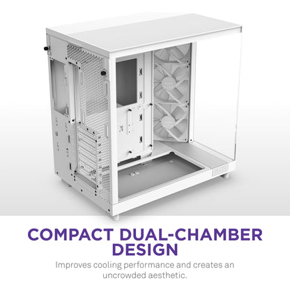 NZXT H6 Flow RGB Kompaktes Mid-Tower Dual-Kammer Gehäuse – Weiss
