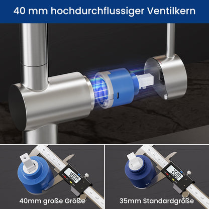 CECIPA Küchenarmatur ausziehbar, 360° Einhebelmischer, Edelstahl