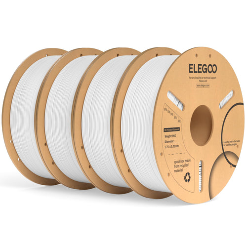 ELEGOO PLA+ 3D Drucker Filament 1,75 mm Weiss 4 kg, weisses Filament auf Pappspule
