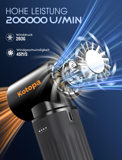 Kotopa Elektrisches Staubgebläse MS-C002, 200000 U/min, Schwarz