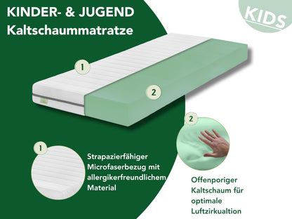 DREAMSTAR Ergo Kids Junior Kinder- und Jugendmatratze 90 x 200 cm
