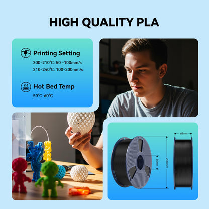SUNLU PLA Filament 1.75mm Grau, 4x 1kg Spulen für FDM 3D-Drucker