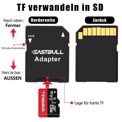 EASTBULL Micro SD Speicherkarte 64GB 3er-Pack mit SD-Adapter U1 C10