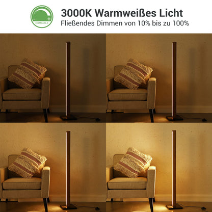 EDISHINE LED Stehleuchte Holz Dimmbar – Boho Vintage Ecklampe