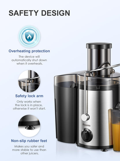 Reemix Zentrifugal-Entsafter 500H, 800 W, 72 mm Einfüllöffnung