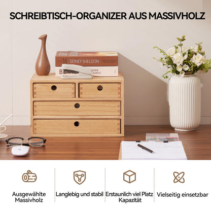 KIRIGEN Schreibtisch-Organizer aus Paulownia-Holz, 4 Schubladen