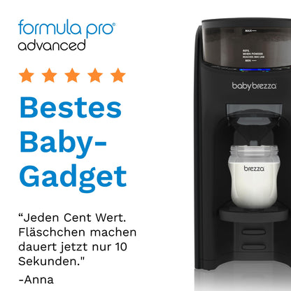 Baby Brezza Formula Pro Advanced – Automatischer Flaschenzubereiter – Mischt Milchpulver & Wasser perfekt per Knopfdruck – 3 Temperaturen – Für alle Flaschen & Pulver – BPA-frei, schwarz