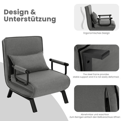 WOLTU Schlafsessel 3-in-1 mit Bettfunktion – Dunkelgrau