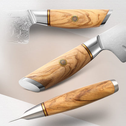 XINZUO Lan Series Santokumesser - 18.2cm Damaststahl Olivenholz