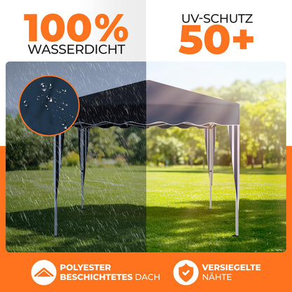 Kronenburg Faltpavillon 3x3 m, wasserdicht, UV-Schutz 50+, Blau