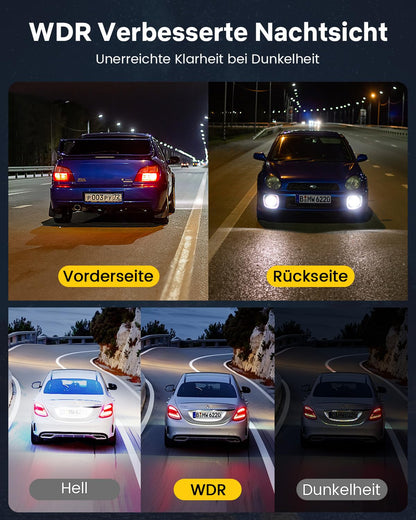 GKU D700 Dashcam Auto, 4K Dual-Kamera vorne hinten mit GPS, WLAN