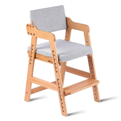 Ezebaby Höhenverstellbarer Kinder Holzhochstuhl - Natur. Höhenverstellbarer Naturholz-Hochstuhl. Ermöglicht sicheres Sitzen von Kindern am Esstisch.