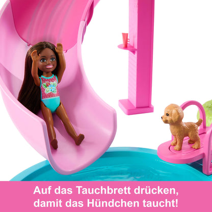 Barbie Traumpool Spielset JKG83 mit Rutsche, Whirlpool und Zubehör