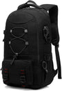 Besttravel Reiserucksack 45 L mit Laptopfach, wasserdicht, schwarz – Nylon, zehn Fächer, USB-Ladeanschluss für Camping