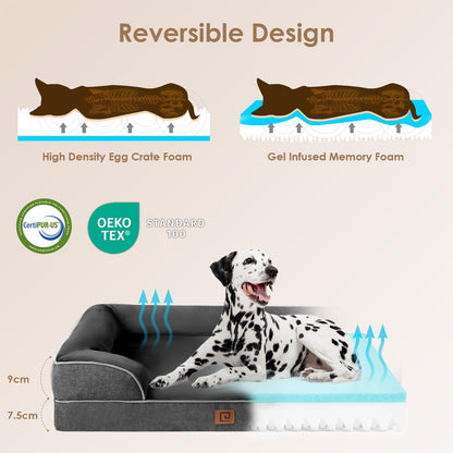 EHEYCIGA Orthopädisches Hundebett Memory Foam - XL, Dunkelgrau