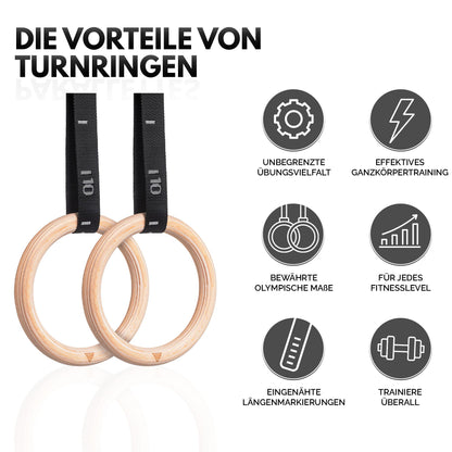 GORNATION Turnringe aus Holz mit Befestigungsgurten und Tragetasche