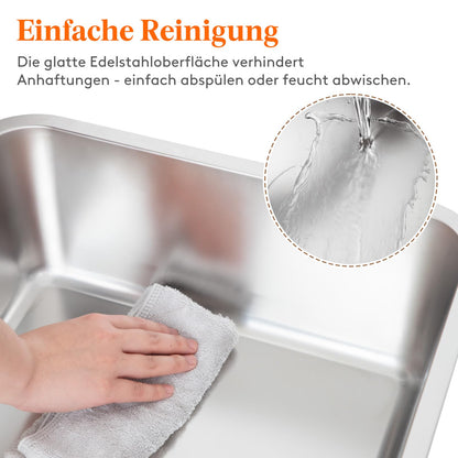 Lifewit Edelstahl Katzenklo Offen XXL – 60x40x30 cm Schwarz