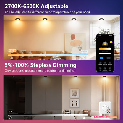 GeyouLux LED Einbaustrahler RGB 313RGB, dimmbar, schwarz, 6er-Set