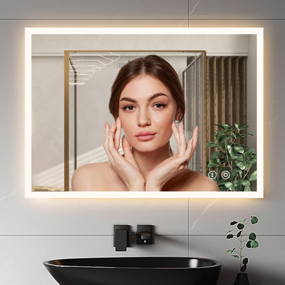 YOLEO LED Badspiegel 50x70cm – Dimmbar mit Steckdose
