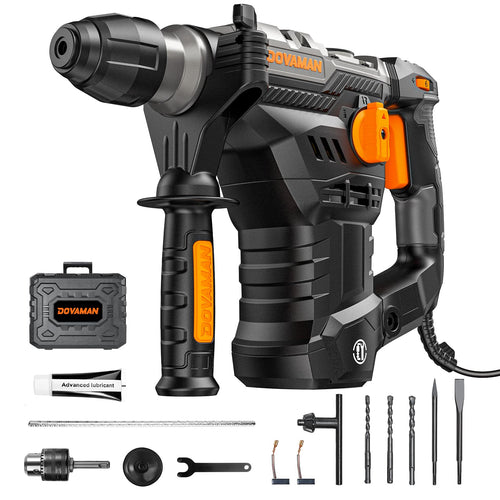 DOVAMAN RH15A Bohrhammer SDS-Plus - 1500W, 7J, 4 Funktionen. Robuster, rot-schwarzer Bohrhammer für Bohren & Meißeln.