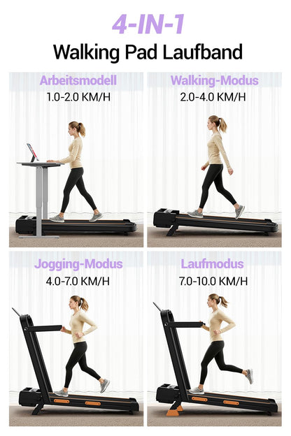 LONTEK X5F Walking Pad klappbar, Laufband mit Steigung bis 10 km/h