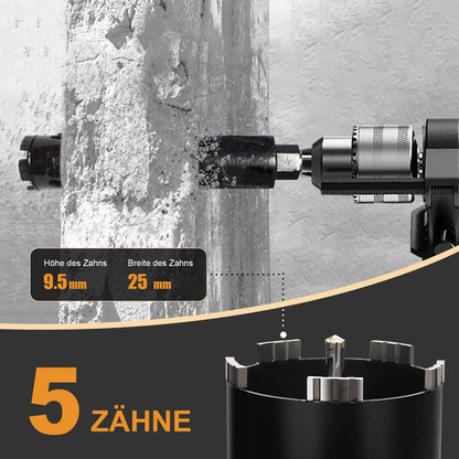 MOXPIFY Bohrkrone 100 mm Set, SDS-Plus-, SDS-Max- und Sechskantschaft