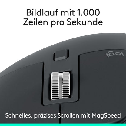 Logitech MX Master 3S Bluetooth-Maus, ergonomisch, 8K DPI, Grafit