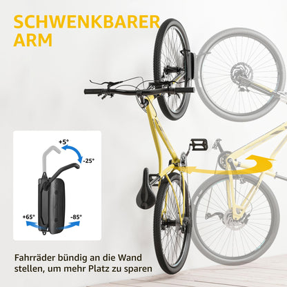 monTEK Fahrrad-Wandhalterung schwenkbar, Wandfahrradständer bis 30 kg