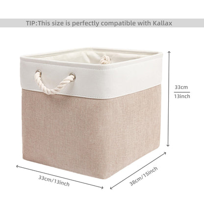 Mangata Aufbewahrungsbox Stoff 33x38x33 cm khaki-weiss 4er Pack