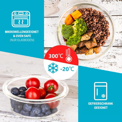 Igluu Meal Prep Glas-Frischhaltedosen rund 950 ml, 5er-Set