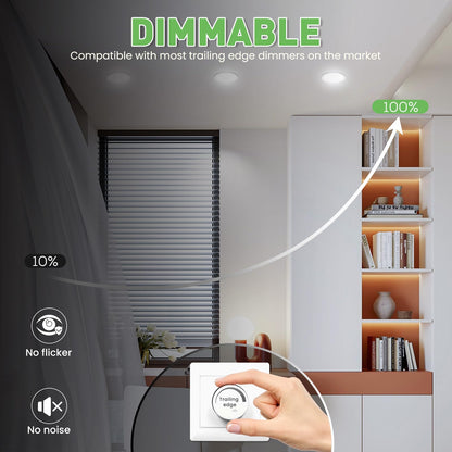 ALUSSO LED Einbaustrahler 230V dimmbar 10W 3CCT IP44 flach, 6er Set