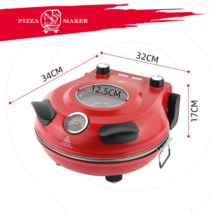 KLAIF Elektrischer Pizzaofen 420 °C mit Pizzastein, 1200 W, Rot