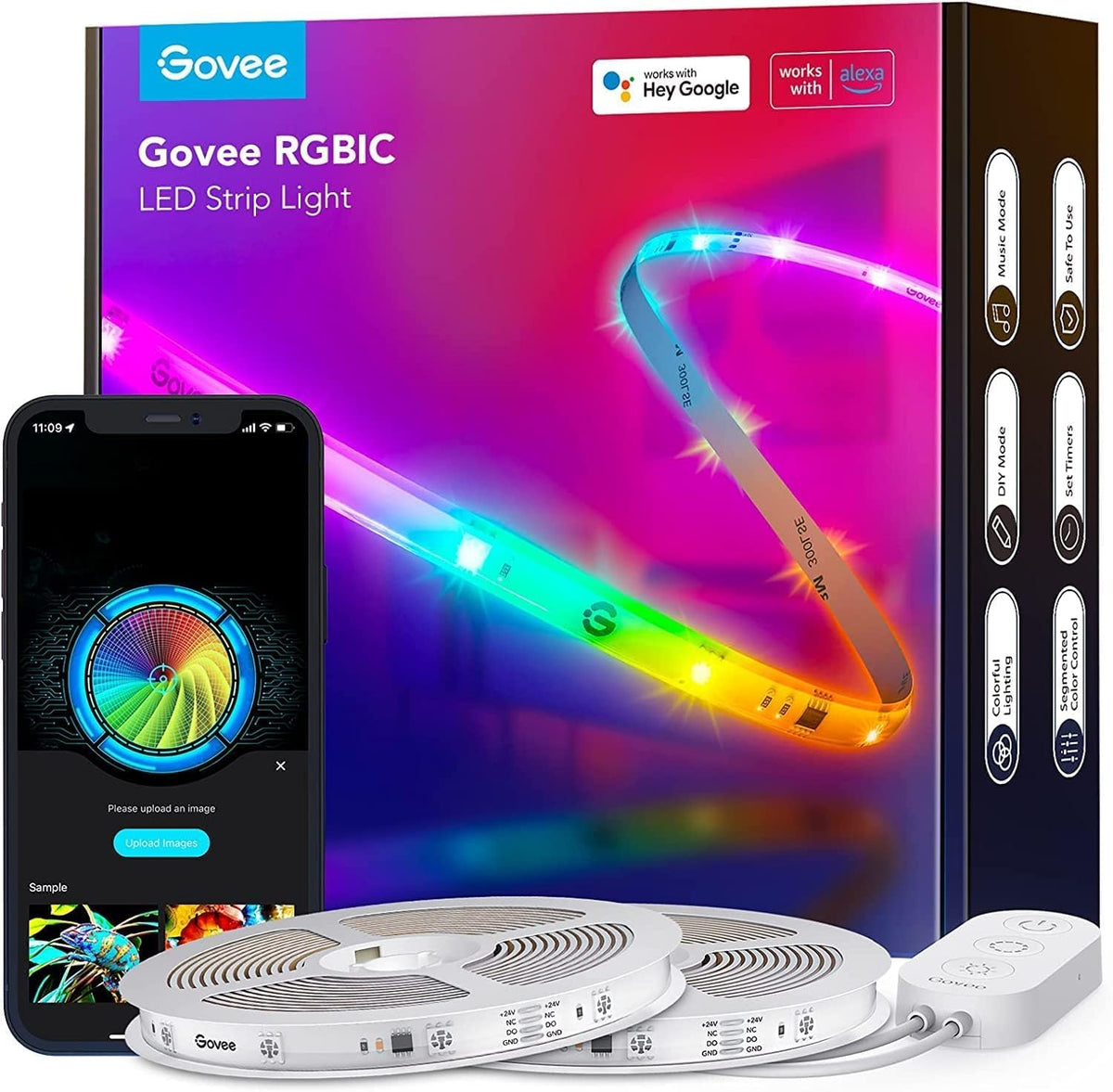 Govee LED Strip RGBIC Pro Smart Lichtband 20m - Alexa Google Assistant. Zur farbigen Akzentbeleuchtung in Räumen.