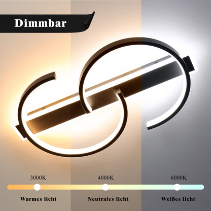 LUOLONG LED Deckenleuchte dimmbar, 2-Ring, 35 W, schwarz, 40 cm