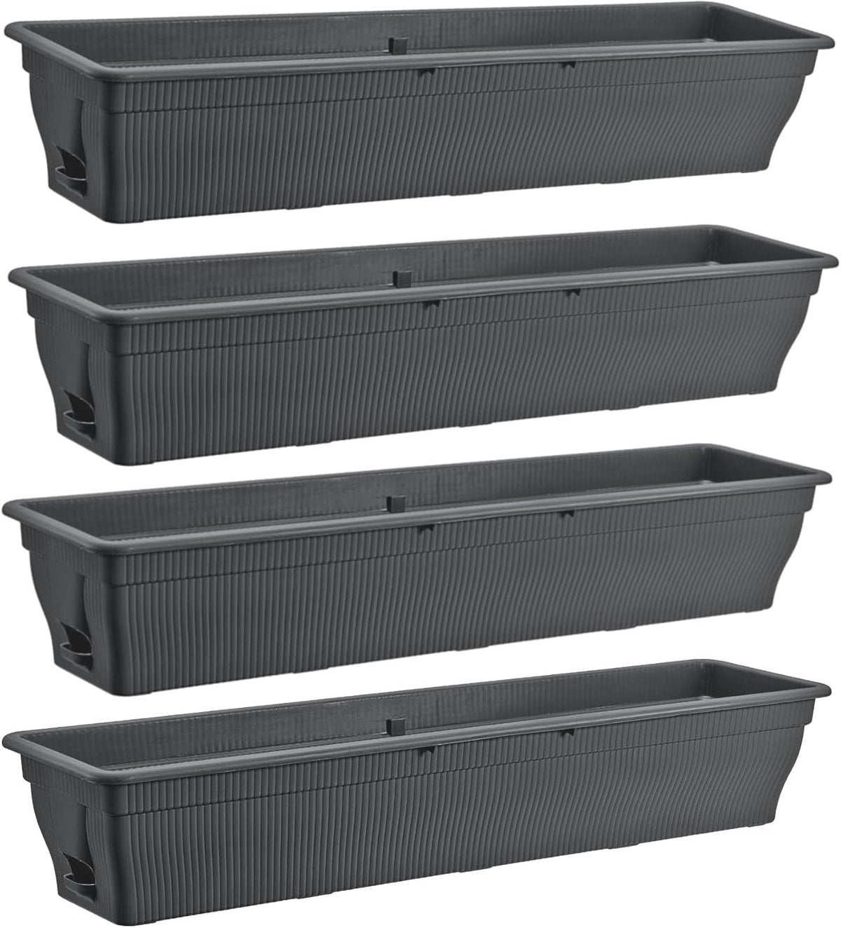 BURI Balkonkasten 4er Set 100 cm mit Wasserspeicher, anthrazit, aus Kunststoff