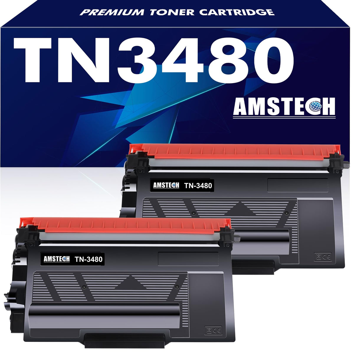Amstech TN-3480 Toner kompatibel für Brother, schwarz, 2er-Pack – zwei schwarze Tonerkartuschen