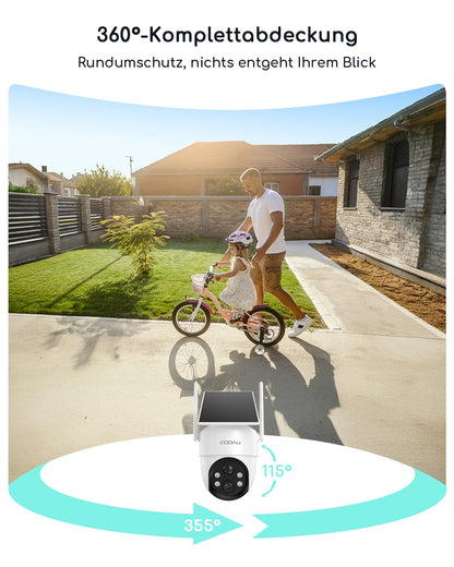 COOAU C8 PRO Überwachungskamera Aussen mit Solarpanel, 2K WLAN