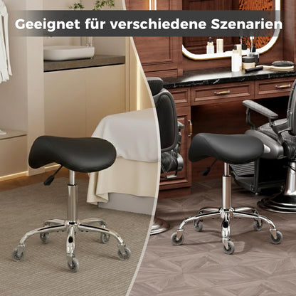 BEWISHOME Sattelhocker höhenverstellbar mit Rollen, schwarz