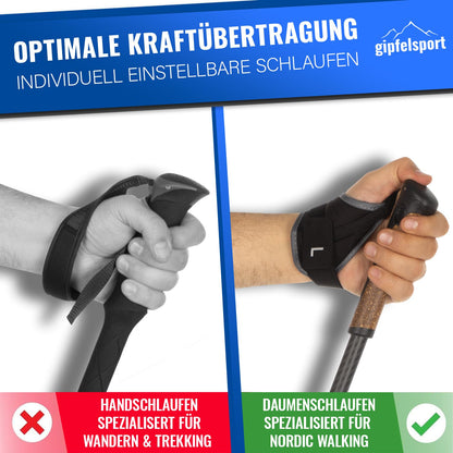 gipfelsport Nordic Walking Stöcke Carbon, verstellbar 77-120 cm