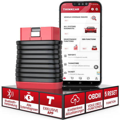 thinkcar BD6 OBD2 Diagnosegerät - Alle Systeme + 5 Services: Schwarzes Rechteckgerät zur umfassenden Fahrzeugdiagnose und Servicefunktionen.