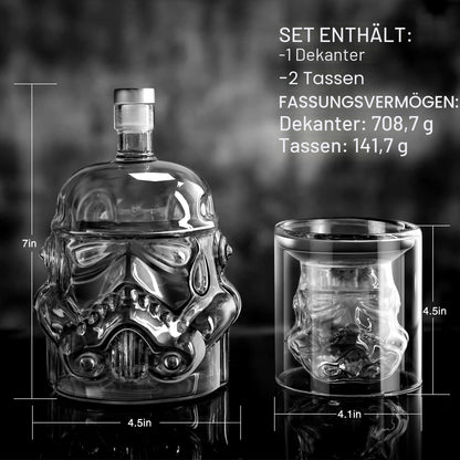 BEYOND MS Whisky Dekanter Set mit 2 Gläsern, 750 ml Karaffe aus Glas