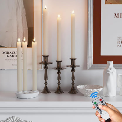 Eldnacele LED-Stabkerzen Echtwachs, wiederaufladbar, 6er-Set mit Timer